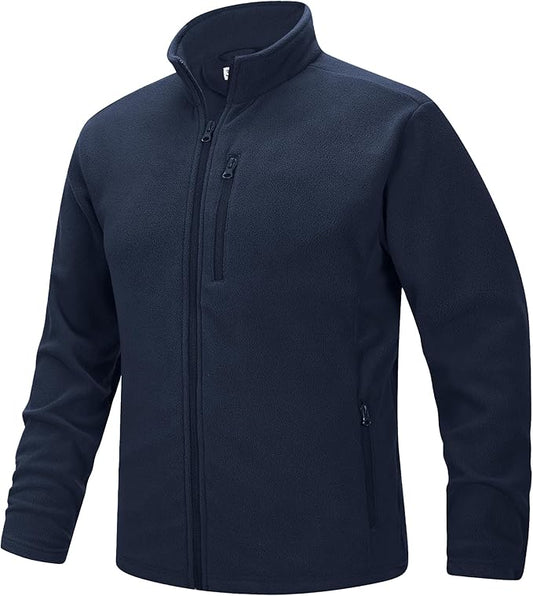 33,000ft Men's Full Zip Fleece Jacket Lightweight Warm Soft Polar Long Sleeve Jackets with Pockets for Winter Hiking Casual