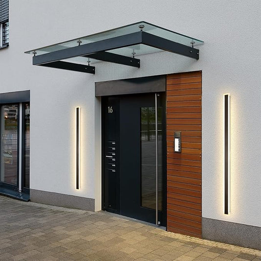 2 Pack 59 Inch Modern Outdoor Wall Light, 3000K Linear Exterior Wall Sconce Ip65 Waterproof Black LED Long Outdoor Wall Mount Lights for House Garage Porch Patio