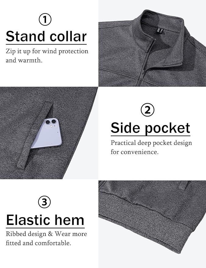 MAGCOMSEN Men's Track Jackets Lightweight Full-Zip Casual Coat Workout Running Athletic Active Jacket With Pockets