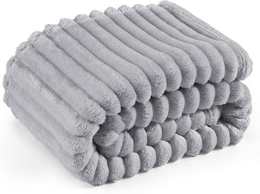 Bedsure GentleSoft Twin Blanket for Couch - Cozy Soft Blankets for Women, Cute Small Fleece Throws for Girls, Light Gray, 60x80 Inches