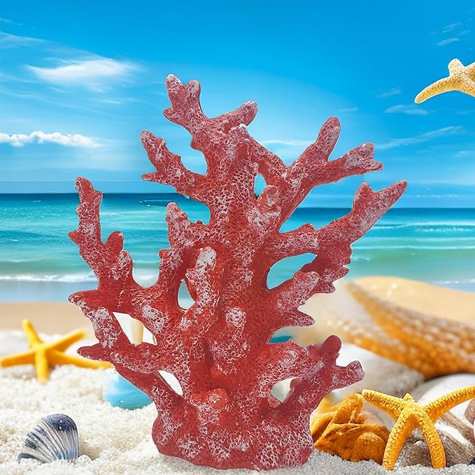 Beach Coastal Decor Coral Reef Home Decor Coral Statue Sculpture Home,Desk,Bathroom,Desktop Shelf Statue,Marine Themed Gifts