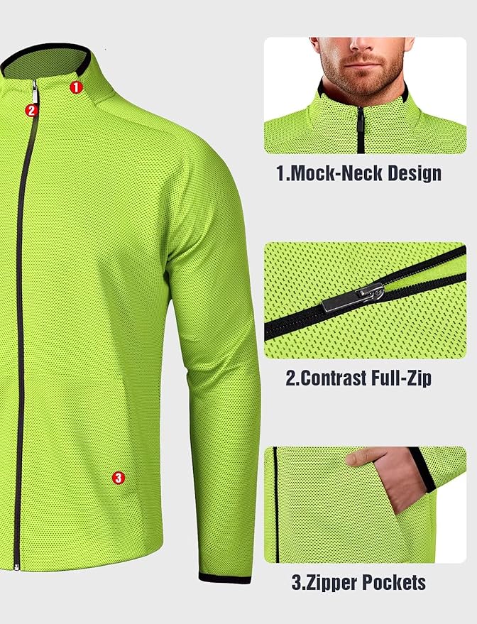Zengjo Men's Track Jackets Full Zip Running Athletic Workout Lightweight Windproof Jacket with Zipper Pockets Quick Dry
