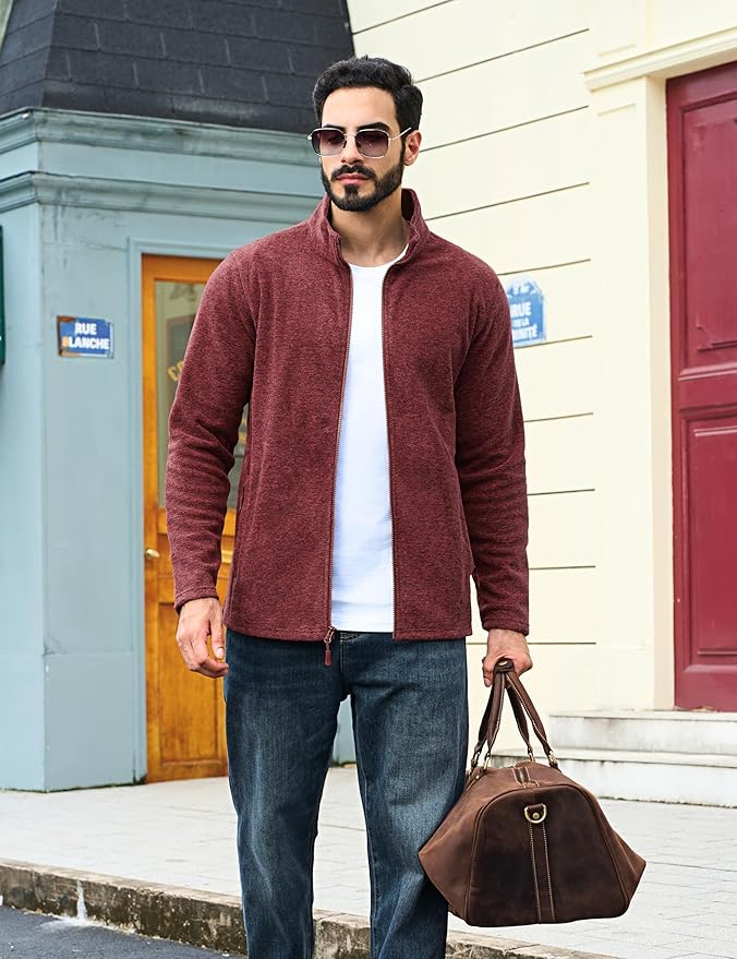 TACVASEN Men's Fleece Jackets Full Zip Lightweight Jacket Casual Soft Warm Coats with Pockets