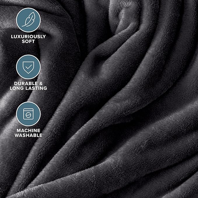 Bare Home Fleece Blanket - King Size - Ultra-Soft Lightweight for Bed, Sofa, and Couch - Luxury Microplush - Cozy Warm Blanket (King, Forged Iron Gray)