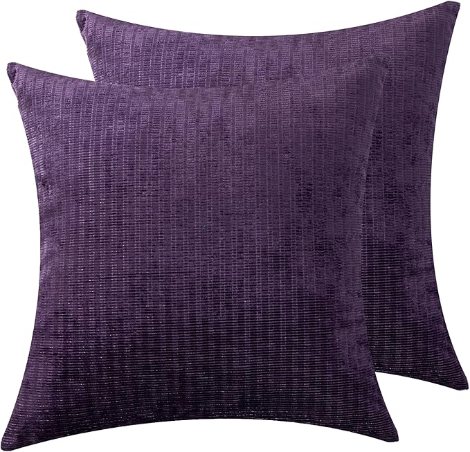Throw Couch Pillow with Insert 18x18 Inches Set of 2 Square, Cute Modern Home Fall Decor for Living Room Sofa Bed Cushion Accent Case, Anthropologie Style Home Decor (Anemone Purple #P2-22)
