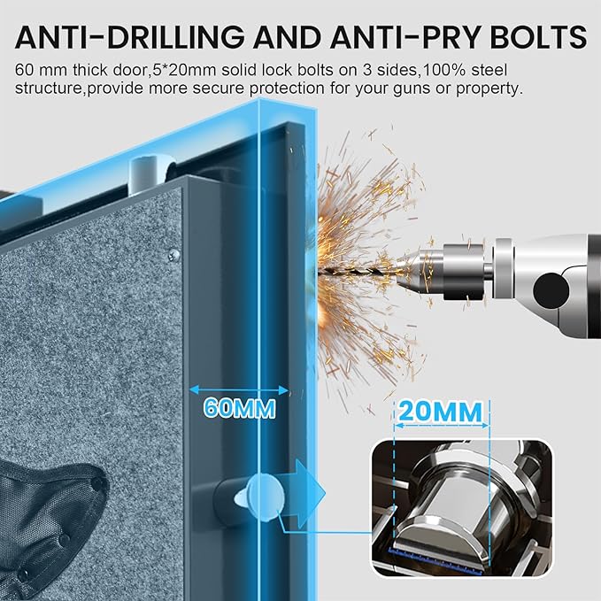 8-12 Gun Safe, Digital Gun Safes & Cabinets, 57"Heavy Duty Long Gun Cabinet for Rifles and Shotguns, Quick Access Gun Safe for Home Rifles and Pistols with Backlit Touch Keypad, Dual Alarm System