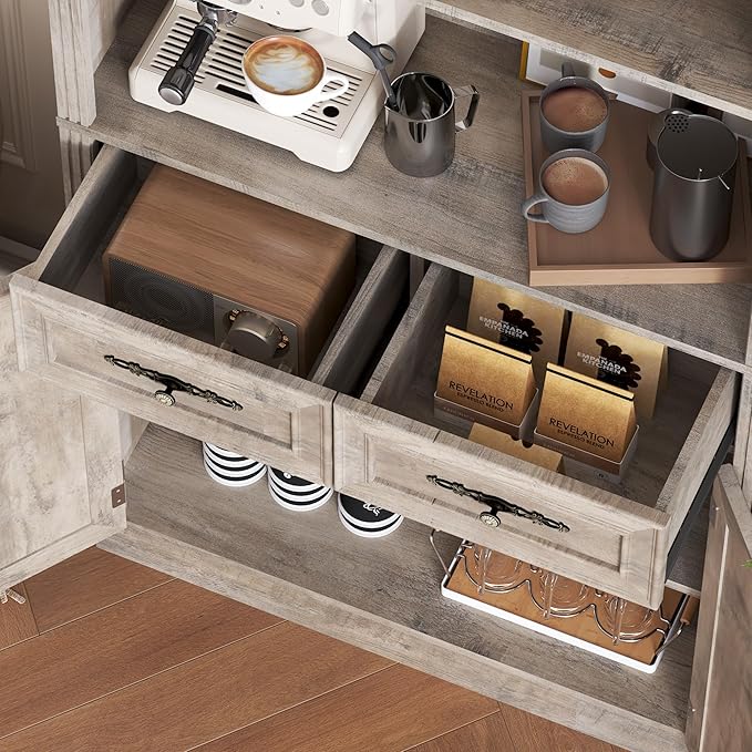 71.4" Tall Bookshelf with Drawers &amp; Cabinet, 5-Tier Floor Standing Bookcase with Storage Doors, Adjustable Shelves &amp; Metal Handles, 31.5" Wide Organizer for Home Office, Living Room