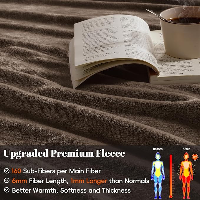 PHF Ultra Soft Fleece Blanket Twin Size, No Shed No Pilling Luxury Plush Cozy 300GSM Lightweight Blanket for Bed, Couch, Chair, Sofa Suitable for All Season, 66" x 90", Cocoa Brown
