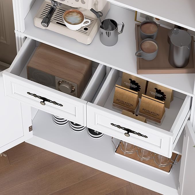 71.4" Tall Bookshelf with Drawers &amp; Cabinet, 5-Tier Floor Standing Bookcase with Storage Doors, Adjustable Shelves &amp; Metal Handles, 31.5" Wide Organizer for Home Office, Living Room