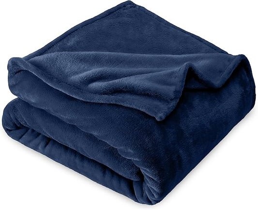 Bare Home Fleece Blanket - Kid Size - Ultra-Soft Lightweight for Bed, Sofa, and Couch - Luxury Microplush - Cozy Warm Blanket (Kid, Dark Blue)