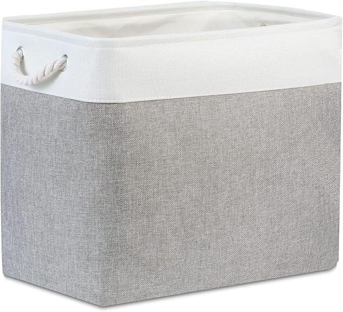 Bidtakay Large Storage Bins for Clothes Fabric Deep Baskets for Organizing Set of 2 Gray Fabric Pantry Storage Bins for Hallway Living Room Blankets 17x12x15 in Extra Large Shelf Tote Baskets