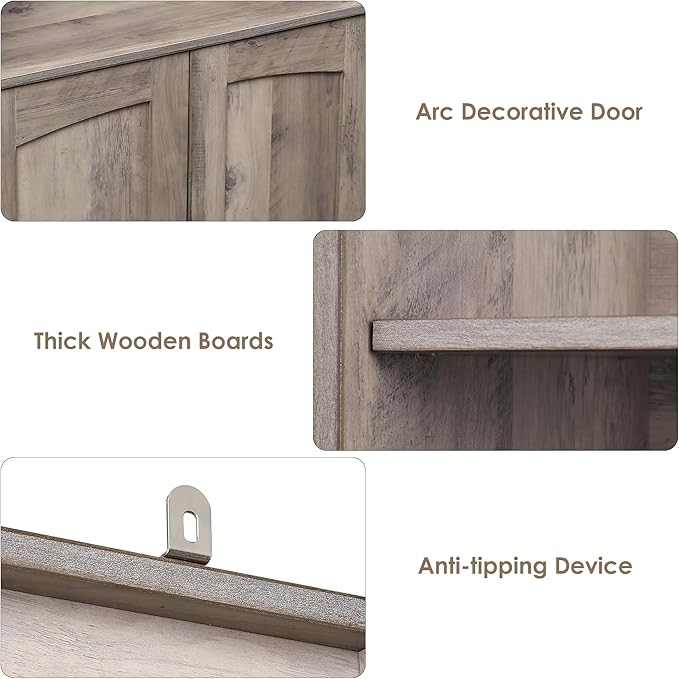 73.1" Tall Bookcase and Bookshelf, Wide Bookshelf with Doors and Adjustable Shelves, 6 Tier Large Bookshelf with Storage, Tall Storage Cabinet for Living Room, Home Office, Wash Gray