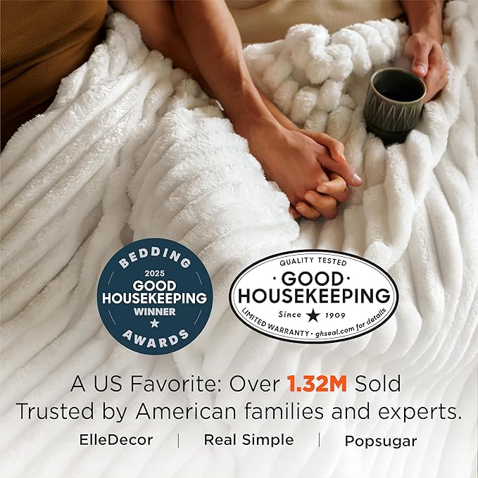 Bedsure GentleSoft Twin Blanket for Bed - Cozy Soft Blankets for Women, Cute Small Fleece Throws for Girls, Graduation Decorations Gift for Her Him School Dorm, Off White, 60x80 Inches