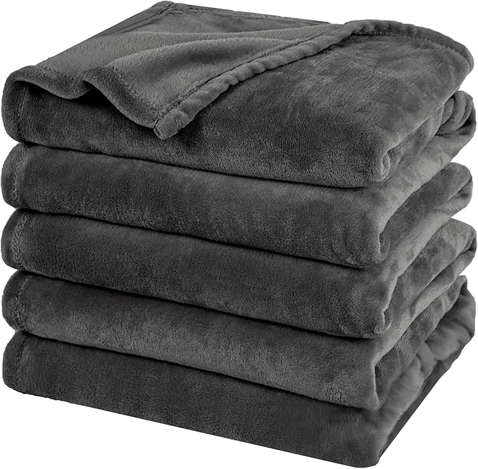 PHF Oversized King Fleece Blanket 120"x120", No Shed No Pilling Big Soft Blanket, Extra Large 10'x 10' Lightweight for Bed, Sofa Travel and Camping, Suitable for All Season, Dark Gray
