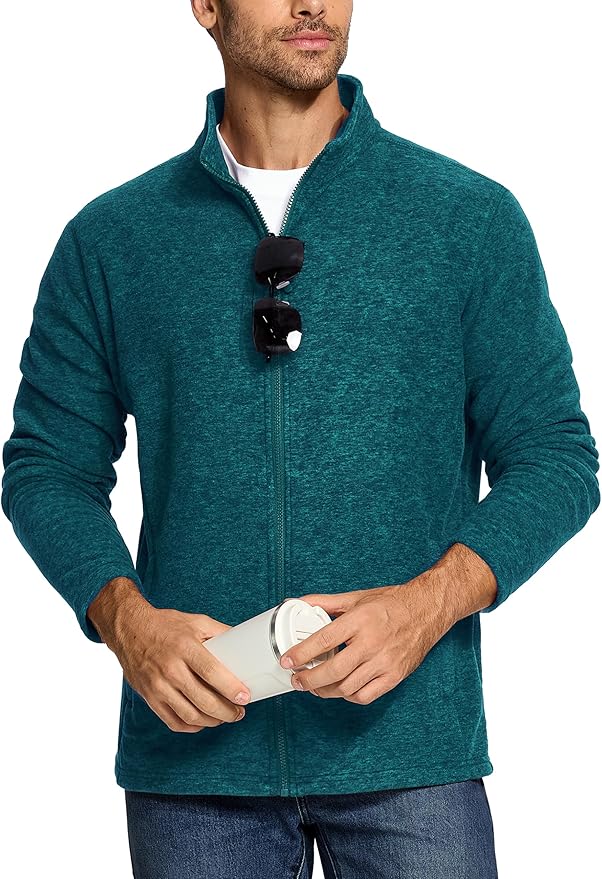 TACVASEN Men's Fleece Jackets Full Zip Lightweight Jacket Casual Soft Warm Coats with Pockets