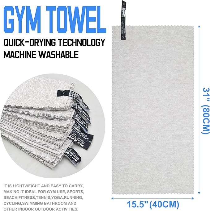 6 Pack Microfiber Gym Towels for Working Out，Fast Drying Workout Accessories Sweat Towels for Gym Gear for Men & Women,Sports Exercise Fitness Gear Tennis for Body Hot Yoga