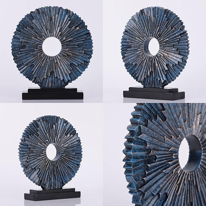 DOVDOV Blue Home Decor Sculpture, Unique Round line Statue, Modern Home Decor, Decorative Panel Statue for Living Room tv Cabinet, Office, Bedroom, Dining Table Center Blue Decor