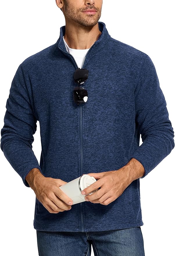 TACVASEN Men's Fleece Jackets Full Zip Lightweight Jacket Casual Soft Warm Coats with Pockets