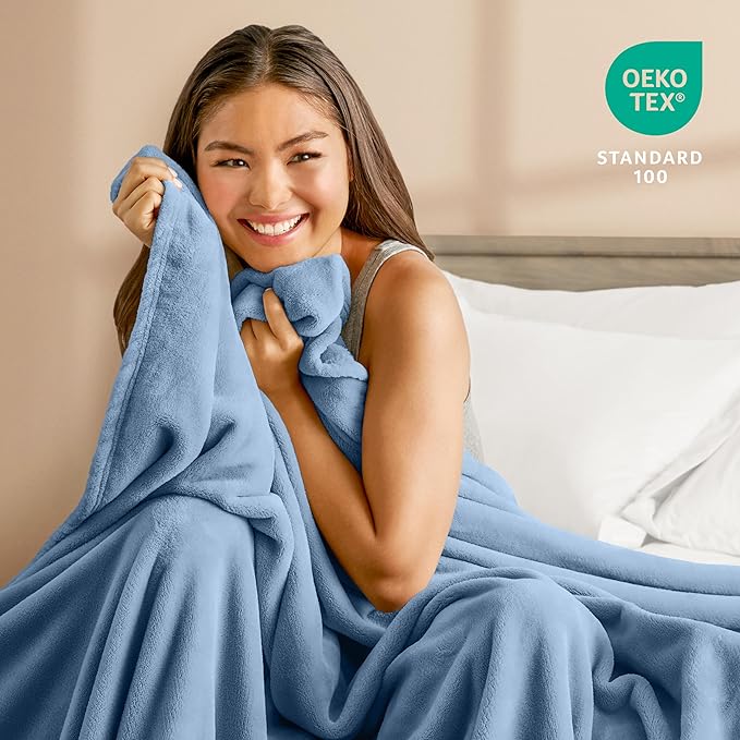 Bare Home Fleece Blanket - Full/Queen - Ultra-Soft Lightweight for Bed, Sofa, and Couch - Luxury Microplush - Cozy Warm Blanket (Full/Queen, Coronet Blue)