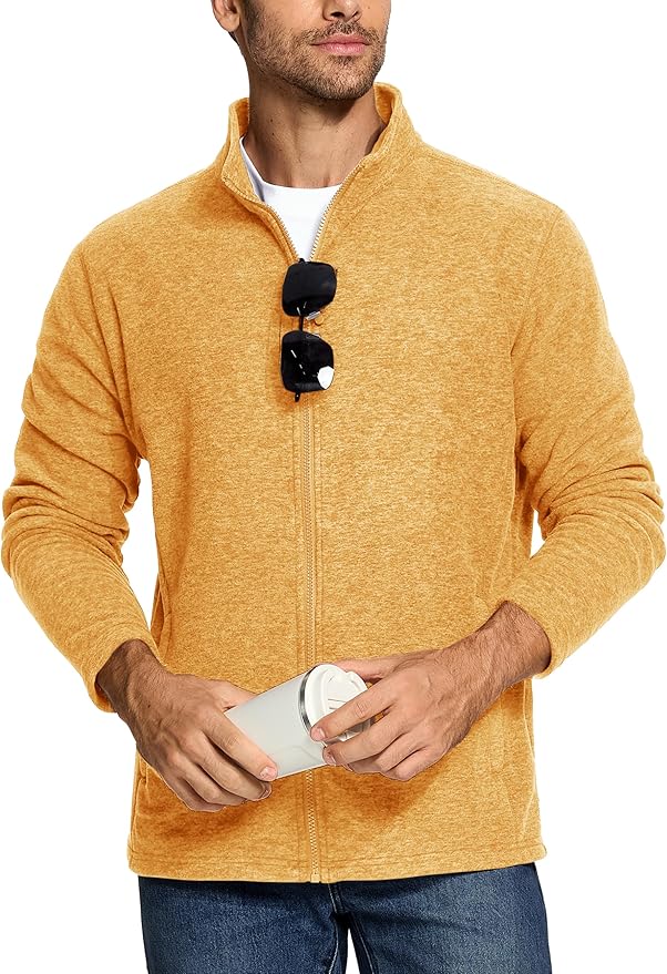 TACVASEN Men's Fleece Jackets Full Zip Lightweight Jacket Casual Soft Warm Coats with Pockets