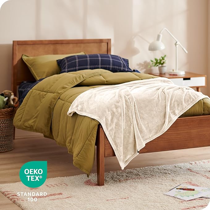 Bare Home Fleece Blanket - Kid Size - Ultra-Soft Lightweight for Bed, Sofa, and Couch - Luxury Microplush - Cozy Warm Blanket (Kid, Vanilla)