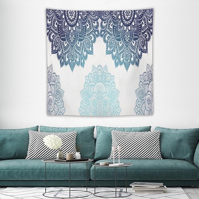 Kurtect Mandala Tapestry,Boho Eastern Geometric Stripe Abstract Design Pattern Print Tapestries for Party Beach Picnic Blankets Tablecloths Living Room Wall Deocr, 60x60 in