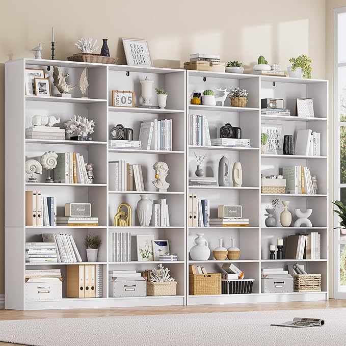 White Bookcase with 24 Open Shelves, 6 Tier Large Bookshelfs, 70.8 Inch Tall Bookshelf and Bookcases for Living Room, Bedroom, Home Office Library