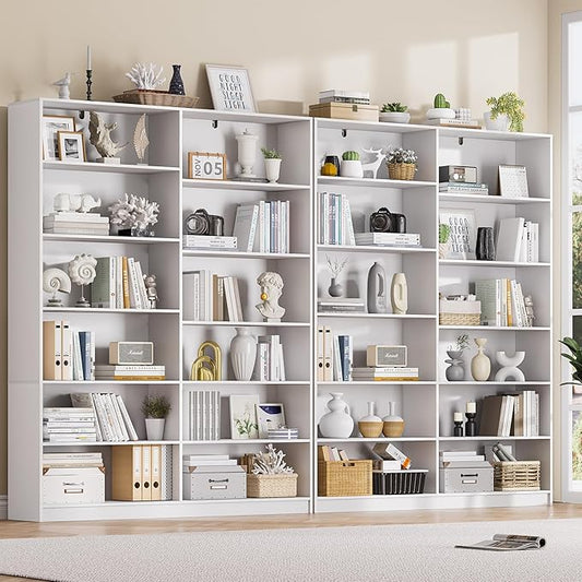 White Bookcase with 24 Open Shelves, 6 Tier Large Bookshelfs, 70.8 Inch Tall Bookshelf and Bookcases for Living Room, Bedroom, Home Office Library