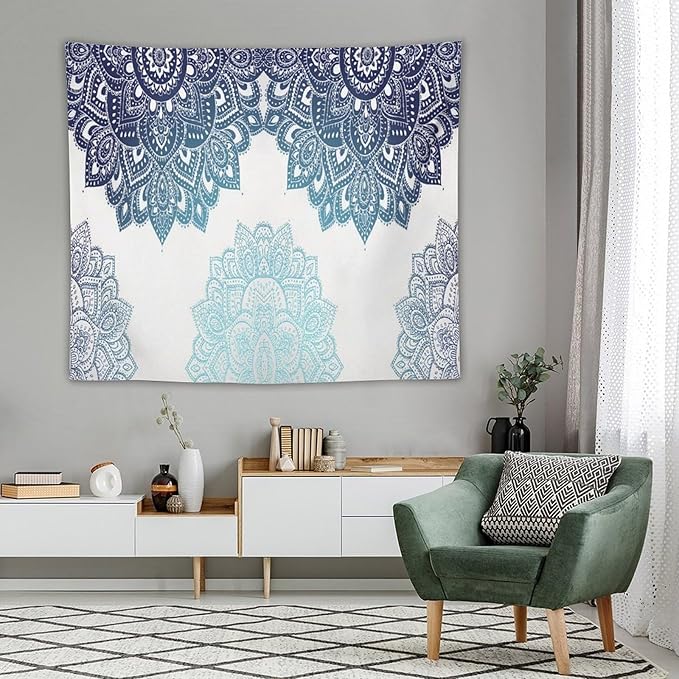 Kurtect Mandala Tapestry,Boho Eastern Geometric Stripe Abstract Design Pattern Print Tapestries for Party Beach Picnic Blankets Tablecloths Living Room Wall Deocr, 50x60 in