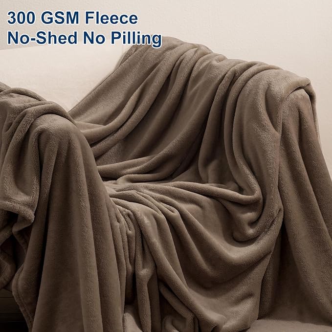 PHF Ultra Soft Fleece Blanket Twin Size, No Shed No Pilling Luxury Plush Cozy 300GSM Lightweight Blanket for Bed, Couch, Chair, Sofa Suitable for All Season, 66" x 90", Cocoa Brown