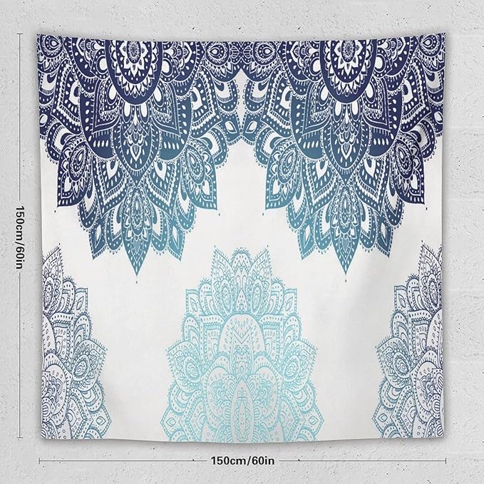Kurtect Mandala Tapestry,Boho Eastern Geometric Stripe Abstract Design Pattern Print Tapestries for Party Beach Picnic Blankets Tablecloths Living Room Wall Deocr, 60x60 in