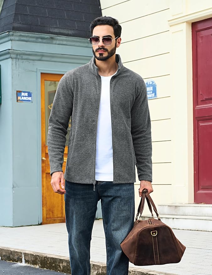 TACVASEN Men's Fleece Jackets Full Zip Lightweight Jacket Casual Soft Warm Coats with Pockets