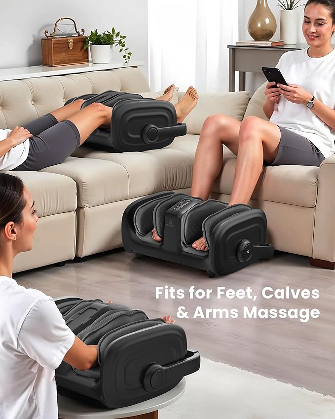 COMFIER Shiatsu Foot Massager Machine, Foot Calf Massager with Heat, Squeeze & Vibration Massage, Remote Control, UP to Men Size 14