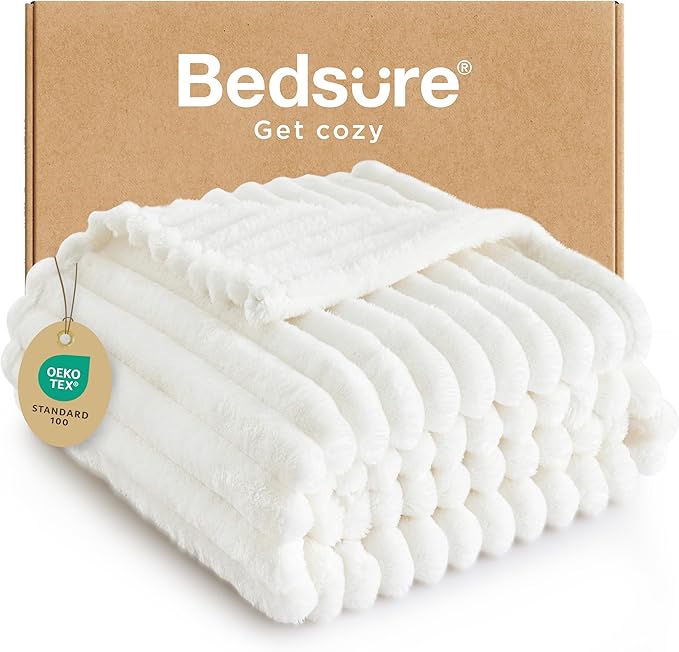 Bedsure GentleSoft Twin XL Blanket for Bed - Cozy Soft Blankets for Women, Cute Small Fleece Throws for Girls, Graduation Decorations Gift for Her Him School Dorm, Off White, 66x90 Inches