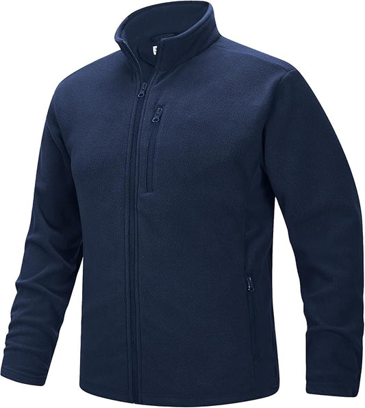 33,000ft Men's Full Zip Fleece Jacket Lightweight Warm Soft Polar Long Sleeve Jackets with Pockets for Winter Hiking Casual
