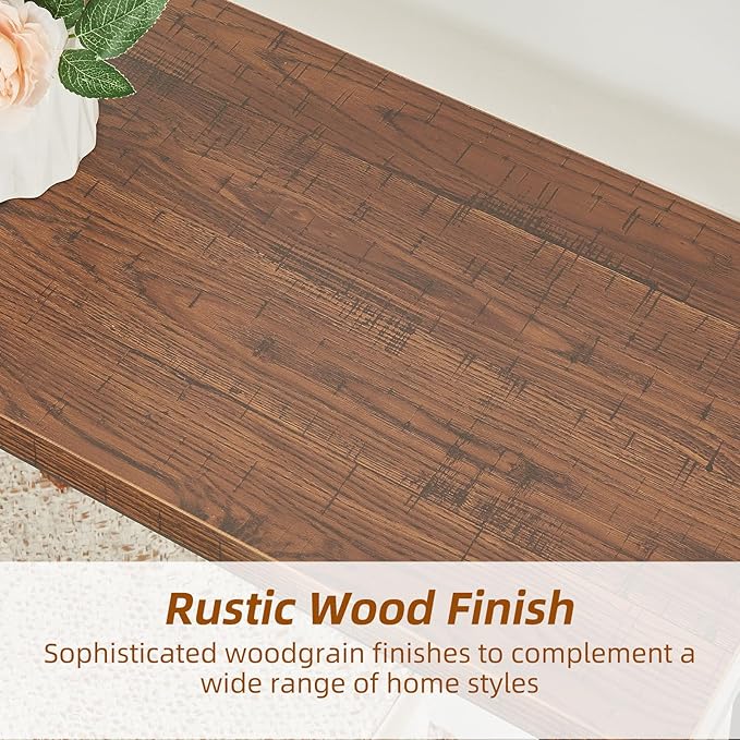 HOMISSUE Book Shelf, 4 Tier Deep Bookshelf with Storage, Engineered Wood and Metal Shelf Bookcase, Low Short Bookcases for Small Space, Living Room, Bedroom, Office, Rustic Brown