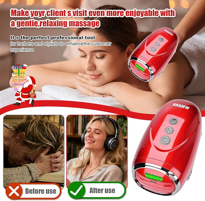 Cordless Handheld/Barber Massager Massager, Charge Neck/Legs/Hand/Face Massager, 2 Massage Nodes 2600AMH （Red）
