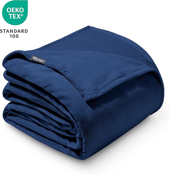 Bare Home Fleece Blanket - Giant Size - Ultra-Soft Lightweight for Bed, Sofa, and Couch - Luxury Microplush - Cozy Warm Blanket (Giant, Dark Blue)