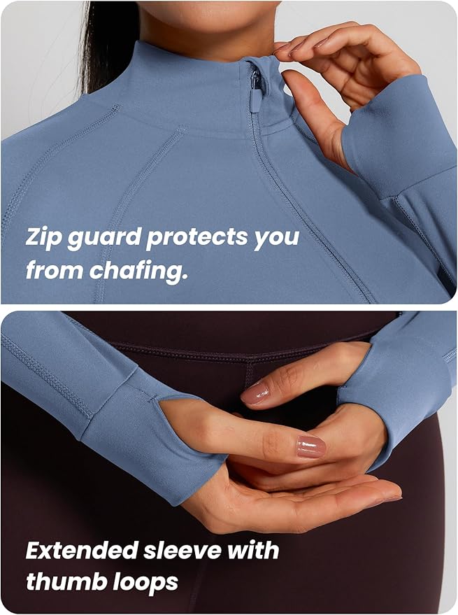 GYM RAINBOW Womens Snatched Workout Jackets Lightweight Zip Up Slim Fit Gym Track Athletic Jackets with Thumb Holes