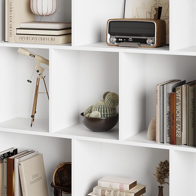 Book Shelf with 10-Cube, 43” Wide Bookshelf with Anti-Tip Device, 38” Tall Open Bookcase, Modern Display Organizer Book Case for Home Office, Entryway, Living Room, Bedroom, Study Room