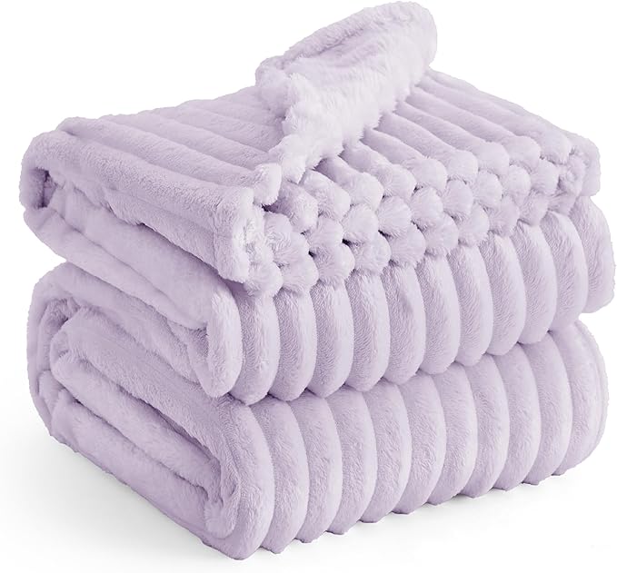Bedsure GentleSoft Lavender Fog Fleece Blanket for Couch - Cozy Soft Blankets for Women, Cute Small Throws for Girls, 90x90 Inches