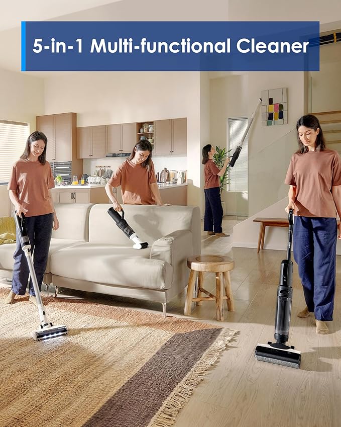 Tineco Floor ONE Switch S6 Cordless Wet Dry Vacuum Cleaner, Smart Floor Cleaner Mop, 5-in-1 Multi-Function Stick Vacuum FlashDry Self-Cleaning Dual-Edge Cleaning, Whole-House Cleaning