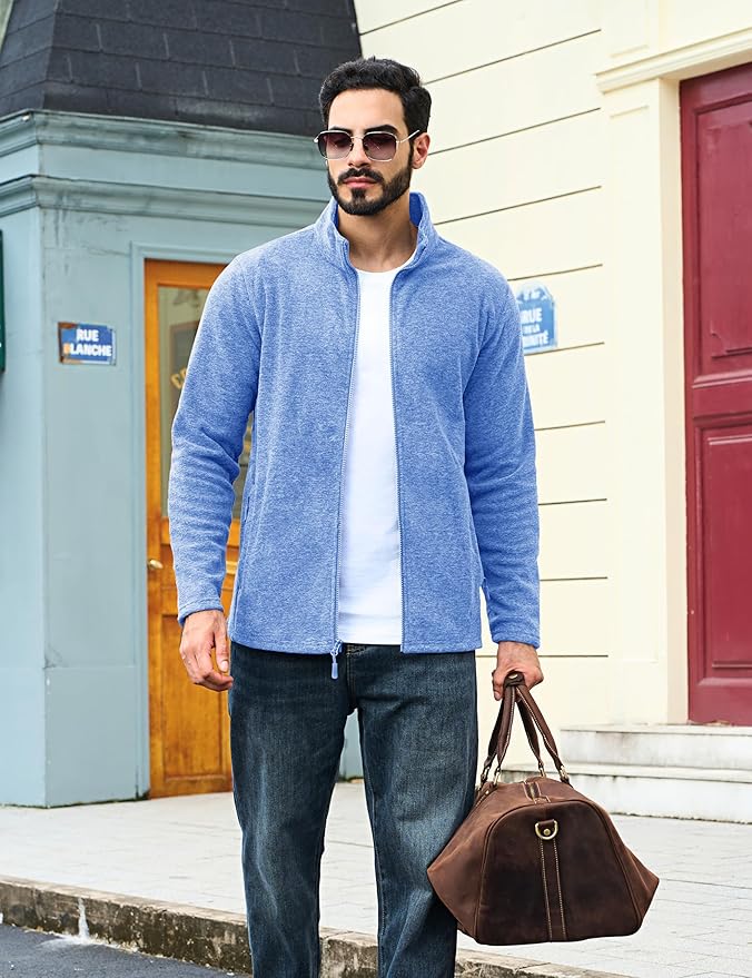 TACVASEN Men's Fleece Jackets Full Zip Lightweight Jacket Casual Soft Warm Coats with Pockets