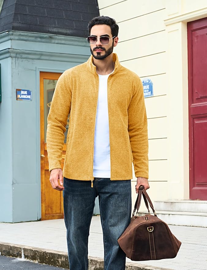 TACVASEN Men's Fleece Jackets Full Zip Lightweight Jacket Casual Soft Warm Coats with Pockets