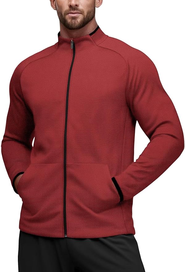 Zengjo Men's Track Jackets Full Zip Running Athletic Workout Lightweight Windproof Jacket with Zipper Pockets Quick Dry