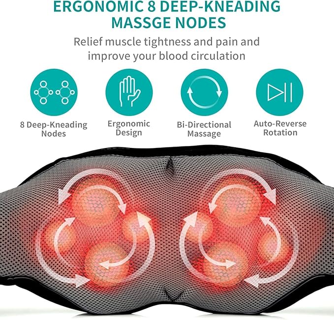 Nekteck Neck Massager for Pain Relief Deep Tissue, FSA Eligible Shiatsu Neck Back Massager with Heat, HSA Massage Tools for Shoulder Trapezius Waist Leg Muscle, Relaxation Gifts for Men Women Dad Mom