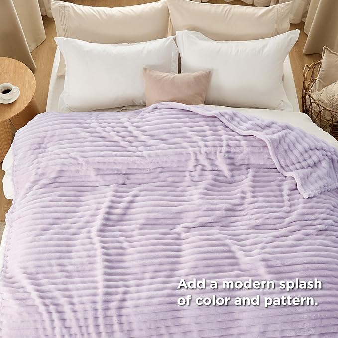 Bedsure GentleSoft Lavender Fog Fleece Blanket for Couch - Cozy Soft Blankets for Women, Cute Small Throws for Girls, 90x90 Inches