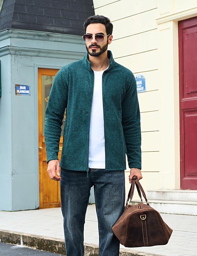 TACVASEN Men's Fleece Jackets Full Zip Lightweight Jacket Casual Soft Warm Coats with Pockets