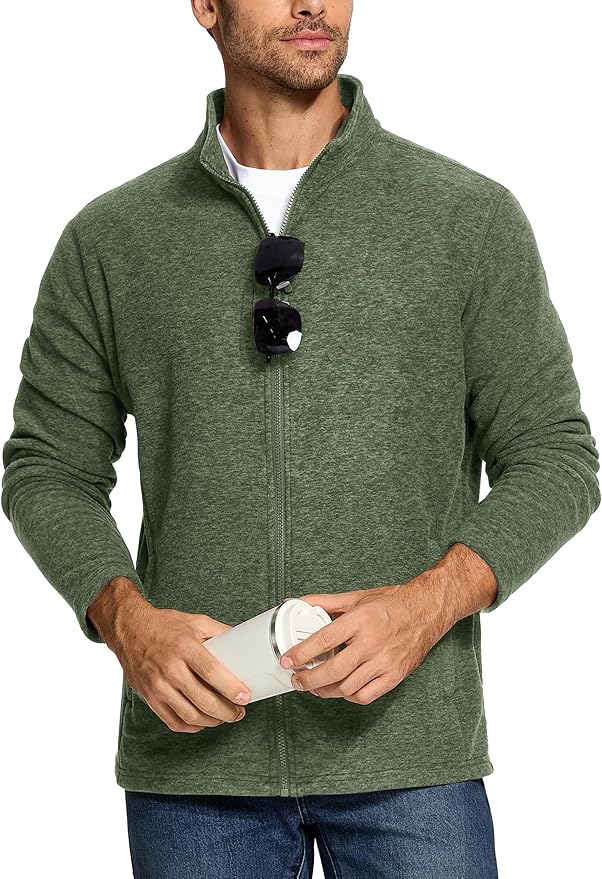 TACVASEN Men's Fleece Jackets Full Zip Lightweight Jacket Casual Soft Warm Coats with Pockets