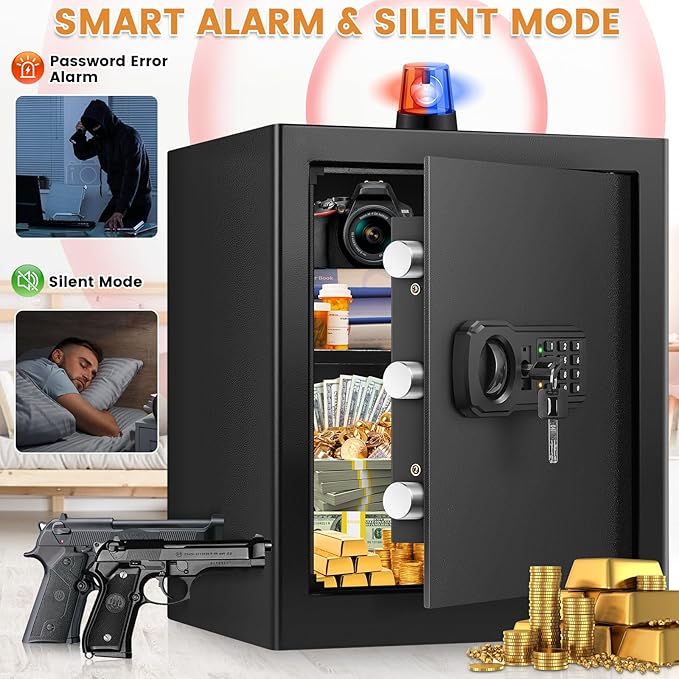 16.53" Tall Large Fire proof Safe Box for Home, 2.3 Cuft Digital Security Box with Combination Lock & Fireproof A4 Document Bag, Home Safe Fireproof Waterproof for Money Medicine Documents Valuables